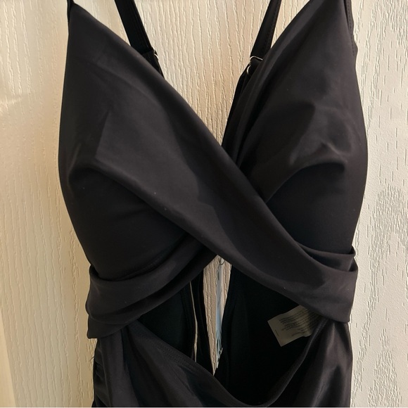 Eomenie Swimsuit Woman Size Large Ruched Tummy Control Slimming One Piece Black - Picture 2 of 5
